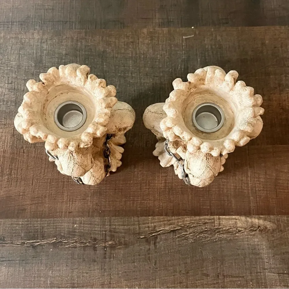 Halloween Skull Candlestick holders set of 2
